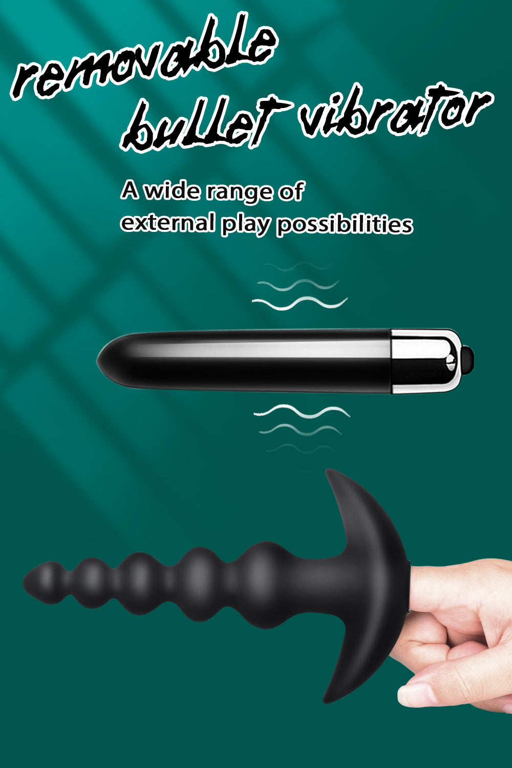 Anal Beads Toy,Areskey Vibrating Anal Beads Butt Plug - Flexible Silicone 16 Vibration Modes Graduated Design Anal Sex Toy Waterproof Bullet Vibrator for Men, Women and Couples