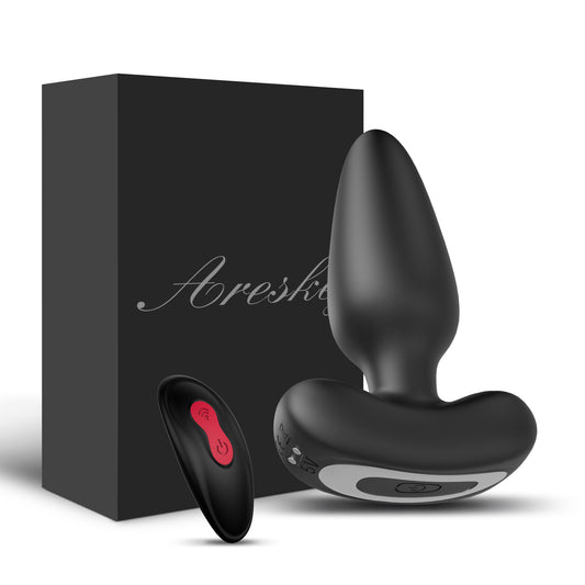 Anal Plug Vibrator Toy,Areskey Anal Massager with 9 Vibration Modes, Vibrating Anal Butt Plug with Wireless Remote Control, G-spot Vibrator Anal Sex Toys for Men, Women and Couples