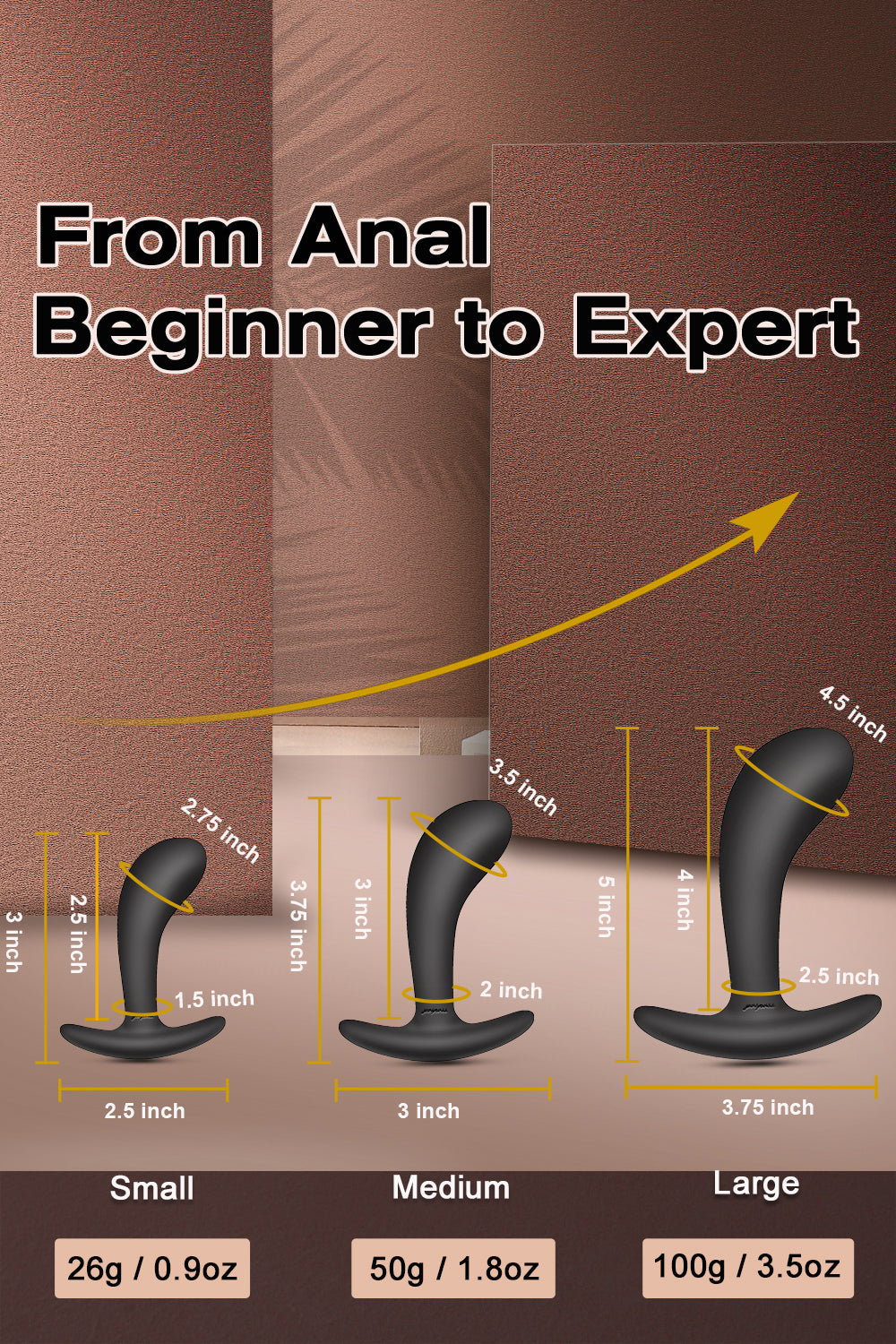 Anal Toys Set,Areskey Butt Plug Trainer Kit for Comfortable Long-Term Wear, Pack of 3 Silicone Anal Plugs Training Set with Flared Base Prostate Sex Toys for Beginners Advanced Users